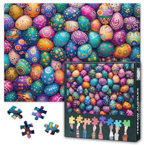 1000 Stück Gefärbte Eier Puzzles Für Erwachsene Herausfordernde Osterthema Puzzles Für Familie Party Geschenk Eier in Einer Reihe Von Lebendigen Farben Jigsaw Puzzle Kunstwerk Dekor Für Wand 70cmx50cm