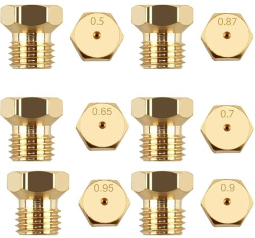 Serie Ugelli GAS, Ugelli Piano Cottura Metano, Ugelli Gas Gpl, Iniettori di Propano per Bombole per Cucine a Gas Metano (0,5/0,65/0,7/0,87/0,9/0,95 mm)