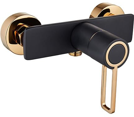 Edouard Rousseau - Mitigeur Douche ESTIC Noir/Rose Gold – Corps Laiton – Poignée Métal Ajourée – Design Bicolore Contemporain
