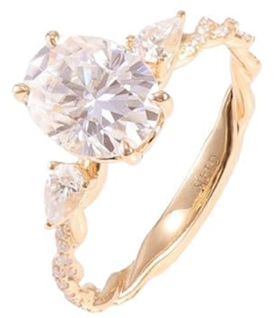 Wycian Wedding Ring Women Silver Wedding Ring Gold 18K Moissanit Klassisch Verdreht Größe 53 (16.9) Beliebt für Tante Valentinstag Personalisiert