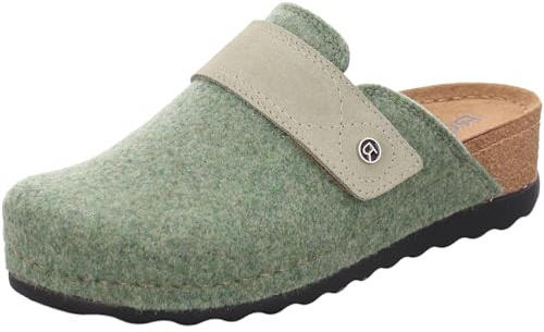 Rohde Damen Pantoffel Klett Hausschuh Lederdecksohle Keilabsatz Soave-40 6053