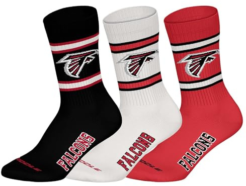 NFL Unisex Team Crew Socken, 3er Pack | Weicher Baumwoll-Mix, gerippter Bund mit Streifen und Logo, atmungsaktiv, pflegeleicht