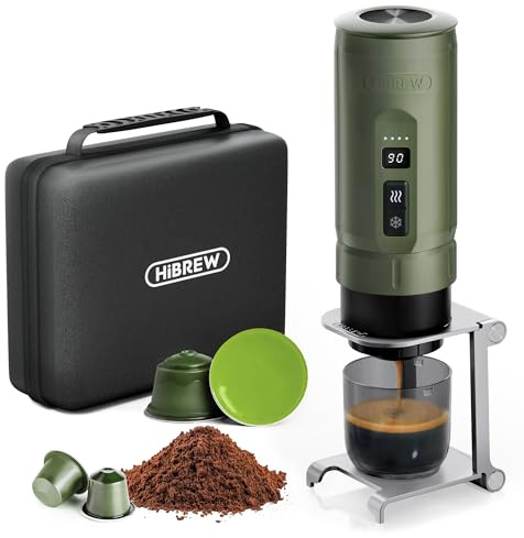 HIBREW H4C Explorer Portable Electric Espresso Maker, NS Pods & Grounds | Adjustable Brewing Setting, USB-C Rechargeable, Foldable Holder & Carrying CaseCarrying Case，for Camping & Travel