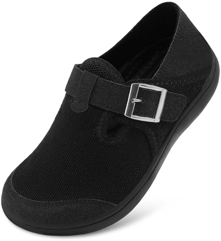 XIHALOOK Wide Toe Box Shoes for Women Minimalist Zero Drop Barefoot Adjustable Walking Shoes Non-Slip Black, 12 Wide