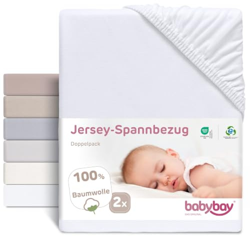 babybay Jersey Spannbetttuch Doppelpack passend für Modell Original, weiß