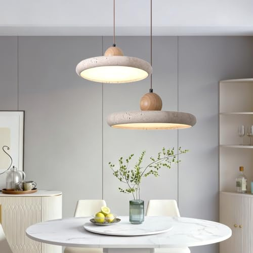 JOJOM Japanische Wabi Sabi Natürliche Gelbe Höhlenstein Hängelampe Modern Kronleuchter Natursteinschirmleuchte LED Hoch Verstellbare Wohnzimmer Esszimmer Hängelampen Schlafzimmer Nachttisch(A40)