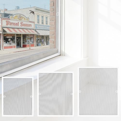 Verdego Fliegengitter Fenster mit Rahmen 80×100cm, Insektenschutz für Fenster ohne Bohren, Mückenschutz Individuell kürzbar, Aluminium, Fliegenschutzgitter mit Fiberglasgewebe, Mückengitter, Weiß