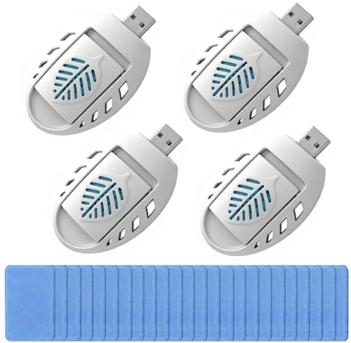 4 Stück Tragbare USB Elektrische Mückenschutz Killer, USB-Mückenabwehrstecker, 120 Tabletten, Tragbarer Insektenschutzstecker für Zuhause, Wohnmobil, Wandern, Angeln, Camping, Picknick (Weiß)