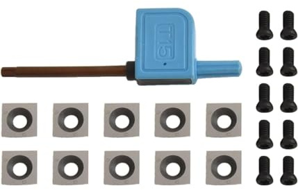 Hartmetall-Wendeschneidplatten, mit Schraubenschlüssel und 10 Schrauben, Geeignet für Hobelmaschinen und Drehmaschinen für die Holzbearbeitung, 1 Set