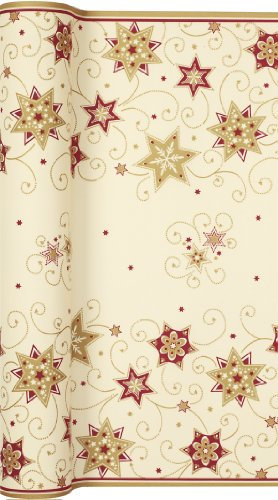 Tischläufer Rolle Stars and Swirls Gold – Sterne und Wirbel Gold/Airlaid/Tischband/Weihnachten 40cm x 4,90m