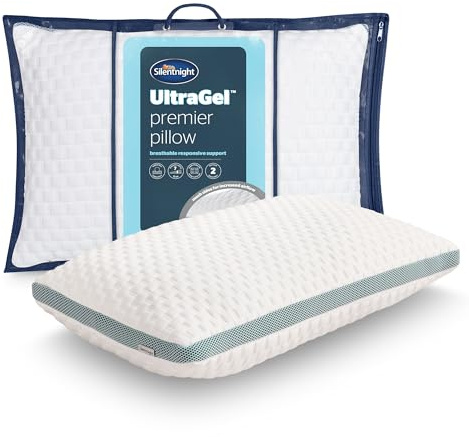 Silentnight Ultragel™ Premier Pillow, Firm Support, Ease Aches & Pains | Cooling Gel Foam Core, Breathable Mesh Sides, Side Sleepers, Pressure Relief, Hollowfibre Fibres, Hypoallergenic Bed Pillow