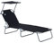 Outsunny Transat Bain de Soleil Pliable Chaise Longue Pliante Grand Confort Dossier Inclinable Multi-Positions et Pare-Soleil réglable Dim. 187L x 58l x 36H cm Noir