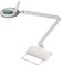 Lumeno LED Lupenleuchte 7213GR Lupenlampe mit 127 mm Echtglaslinse, Arbeitsplatzlampe, Kosmetiklampe, geeignet für Kosmetik, Bastler, Lesehilfe Vergrößerungslampe, 3 Dioptrien Grau mit Tischstativ