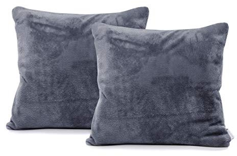 DecoKing 57568 2tlg 2 Kissenbezüge 45x45 cm Mikrofaser Reißverschluss Fleece Kissenhüllen Grafit anthrazit grau Mic