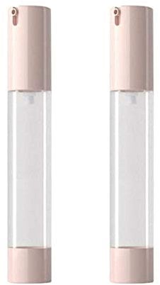 2PCS 30ml/1oz Plastic Clear Airless Vacuum Pump Press Bottle Empty Refillable Lotion Dispenser with Pink Lid Portable Travel Sample Packing Container Jar for Lotion Essence Emulsion Serum