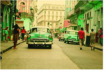 Komar Wandbild | Cuba Rush | Poster, Bild, Wohnzimmer, Schlafzimmer, Dekoration, Kunstdruck | ohne Rahmen | P122C-70x50 | Größe: 70 x 50 cm (Breite x Höhe), Bunt