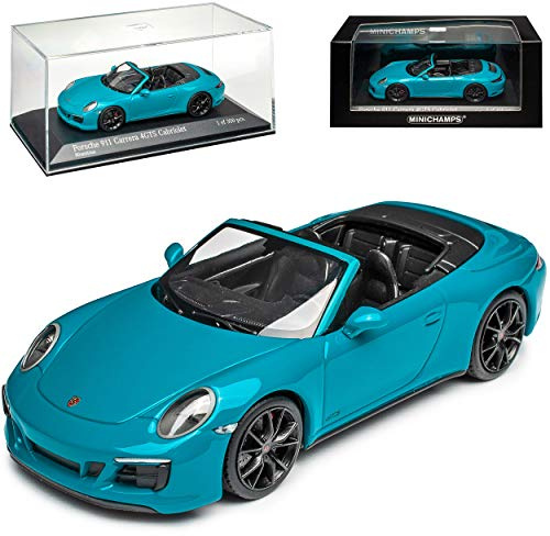 Porsche 911 991 II Carrera 4 GTS Cabrio Miami Blau Modell 2011-2019 Version Ab Facelift 2015 1/43 Minichamps Modell Auto mit individiuellem Wunschkennzeichen