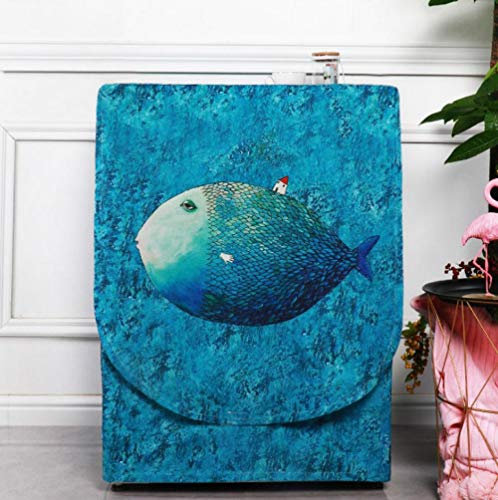 Coprilavatrice Da Esterno Copertura & Copertura Lavatrice Impermeabile E Antipolvere Multi-Size Adatto Per Asciugatrice Lavatrice (Pesce Blu Scuro(L55*W60*H85Cm))