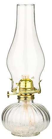 amanigo Large Chamber Oil Lamp - Vintage Glass Kerosene Lantern for Indoor Use