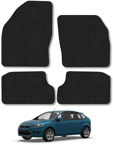 Ford Focus (2005-2011) [MK2] Car Mats Accessories Tailored Fit Carpet Floor Mats Non Slip Black Trim Full Coverage Compatible Accessory Front Rear Set Anti Slip Granulated Backing Hand-Finished