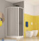 Cabina de ducha semicircular, medida 70 x 120 cm, cabina de fuelle con apertura lateral