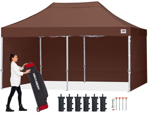 ABCCANOPY Faltpavillon 3x6 Wasserdicht mit Seitenteilen UV+,Braun
