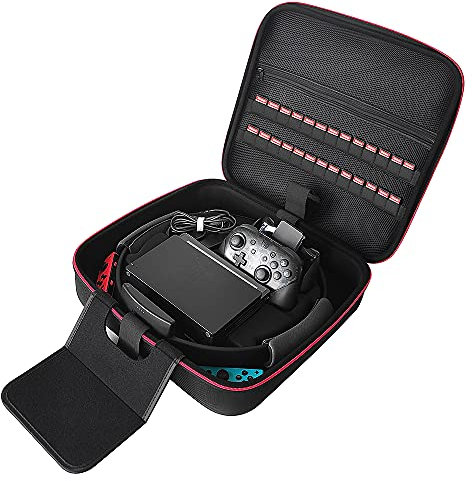 Ravol Tragetasche für Nintendo Switch, Tragbare Aufbewahrungstasche für Nintendo Switch Organization, Switch Ring-Con Fits Organization Hartschalenkoffer