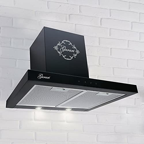 Gurari GCH F 462 BL Prime Wandmontage Dunstabzugshaube 60 cm Schwarz Glas, EEK A, Wandhaube 1000 m³/h Motor, Abzugshaube Abluft/Umluft