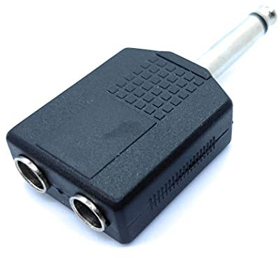 1pcs 6.35mm Mono Jack Plug to 2 x Twin 6.35mm Mono Jack Socket Splitter Adapter Dual Mono 1/4 Y Adaptor