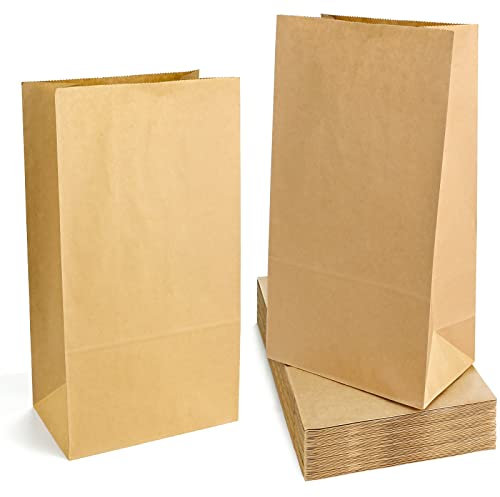 50 Stück Papiertüten Braun, 27 x 15 x 9 cm Recycelte Kraftpapiertüten, Papier Geschenktüten Adventskalender Tüten, Kraftpapier Süßigkeiten Brottüten ür Kindergeburtstag, Muttertag, Ostern