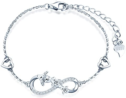 MicLee 925 Sterling Silber Damen Bienen Zirkonia Armband Zirkonia Unendlichkeit Herz Armreif Armkette für Frauen Mutter Freundin