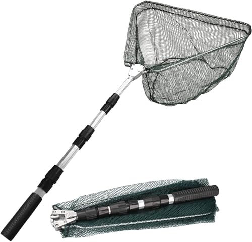 Kescher zum Angeln, Faltbares Fischernetz Teleskop-Stangengriff Langlebiges Nylongeflecht Sicheres Fischfangnetz Schmetterlings Net für Garten Pool Outdoor Gartenaktivitäten, 1.8M