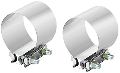 DOCAS Ø 89 mm x 76.2 mm longitud Abrazadera de tubo de escape, abrazadera de banda de unión de tubo de escape de acero inoxidable universal para automóvil (2 piezas)