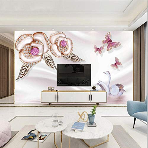 Living Room Mural TV Background Wallpaper 5d Wall Covering European Wallpaper 8d Jewelry Flower Video Wall decoration-300cmx210cm