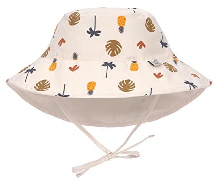 LÄSSIG Baby Kinder Sonnenhut Strandhut Sommerhut Sonnenschutz Kinderhut Babymütze wendbar atmungsaktiv UV-Schutz 80/Sun Protection Bucket Hat Botanical offwhite, 19-36 Monate, Größe: 50/51