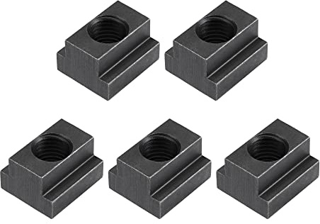 sourcing map M16 Thread T Slot Nuts, Alloy Steel Black Oxide Finish Grade 8.8 Tapped Through Slot T-Nuts Furniture 5Pcs