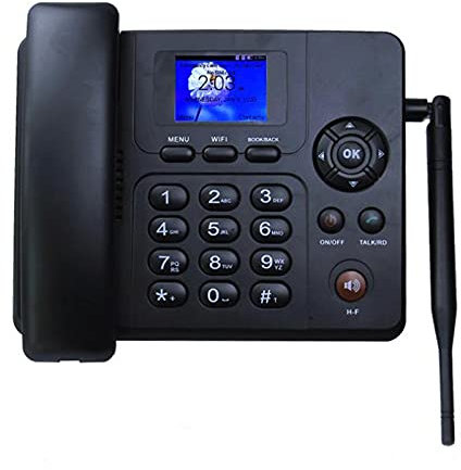 IBOWZ Desktop Corded Telephone Black Fixed Desktop Wireless Telephone,Wireless GSM Desktop Phone,SIM Card SMS Function Desktop Telephone Machine,Color Display Screen,With Caller ID,Wireless Fixed