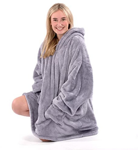Snug Rug Hoodie Felpa con Cappuccio Oversize Sherpa Coperta indossabile, super morbida e calda, Gigante Comoda Felpa in pile Sherpa, taglia unica, Adulti unisex Taglia unica (Lilla Grigio)