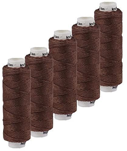 5x50m Leinen Garn Leinenzwirn Flachs Nähfaden robust strapazierfähig Farbwahl, Farbe:braun