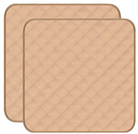 RIQINXIN wasserdichte Inkontinenz Sitzpolster 54x56cm Waschbar Saugfähig Stuhlauflage für Inkontinenz Beige 2er Set