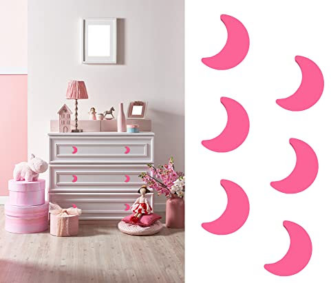 CcHhyyt Cartoon Form Weiche Gummi Knöpfe für Kinder Mädchen Jungen Schrankgriff Schubladen Knöpfe für Kinderzimmer Schränke 6 Stück (Rosa Mond)