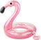 GOHHME Flamingo Aufblasbar Schwimmring, 113 x 110 x 96cm Glitzer Rosa Schwimmen Ring Flamingo Wasser mit Getränkehalter, Aufblasbar Schwimmreifen Außenbereich für Erwachsene & Kinder