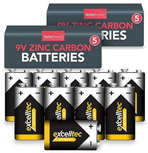 Excelltec 10pk 9V Zinc Carbon Batteries, Heavy Duty PP3 9V Battery, Long-Lasting Power, Reliable Performance, Ideal for Smoke Alarms, Toys, Remote Controls, Clocks, Small Electronics, and Everyday Use