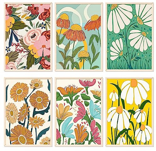 YALKIN Paint by Numbers for Adults and Beginner, Painting by Number Kits On Canvas,Without Frame DIY Color Oil Painting Acrylic Paints,Home Wall Decor 6 Pack 8x12 in