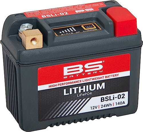 Motorradbatterie BS Lithium Eisen Phosphat BSLi-02-12V 24Wh 140A - Maße: 107 x 56 x 85 mm kompatibel mit PUCH Lido SL, Lido Vario 50
