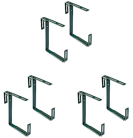 XCLOU Support pour jardinière Couleur Verte - Support de bac à Fleurs Robuste et réglable en Largeur- Accroche jardinière en métal pour Le Balcon (Lot de 3)