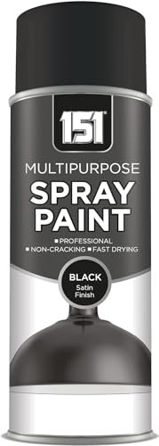 Inspired Essentials All Purpose Aerosol Spray Paint 400ml Quick Drying Spray, Fast Dry and Excellent Coverage for Metal, Wood, Plastic and More (2, Black Satin - 151)