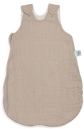 pic Bear Baby Schlafsack atmungsaktiv 0.5 TOG, Musselin, Leicht & 100% Baumwolle (oyster mushroom, 62/68 cm)