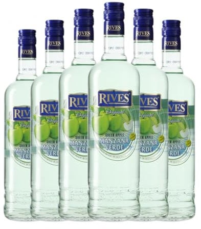 Licores Rives Manzana Verde sin alcohol 70 cl (Caja de 6 Botellas de 70 cl)