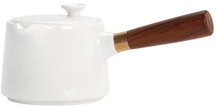 NEDLON Tetera Giratoria De Porcelana Blanca Con Infusor, Tetera De Rotación 360 Con Mango Lateral, Vajilla Portátil Semiautomática De 300 Ml